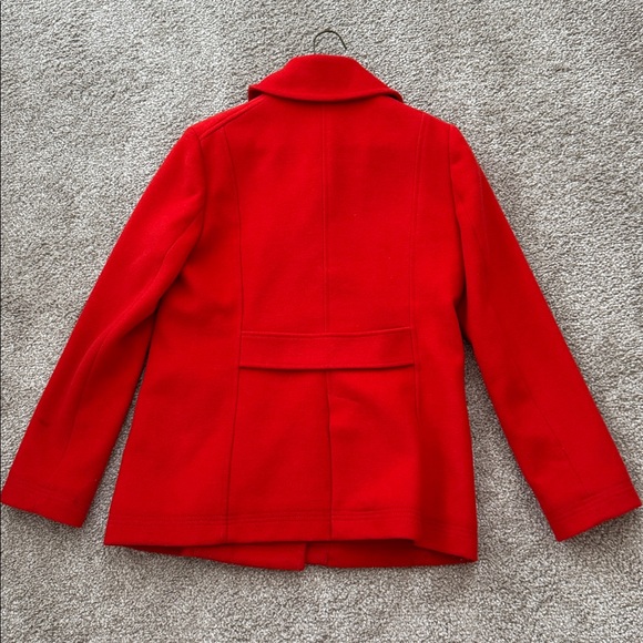 J. Crew Vibrant Red Pea Coat w/Matching Mittens - Picture 10 of 13